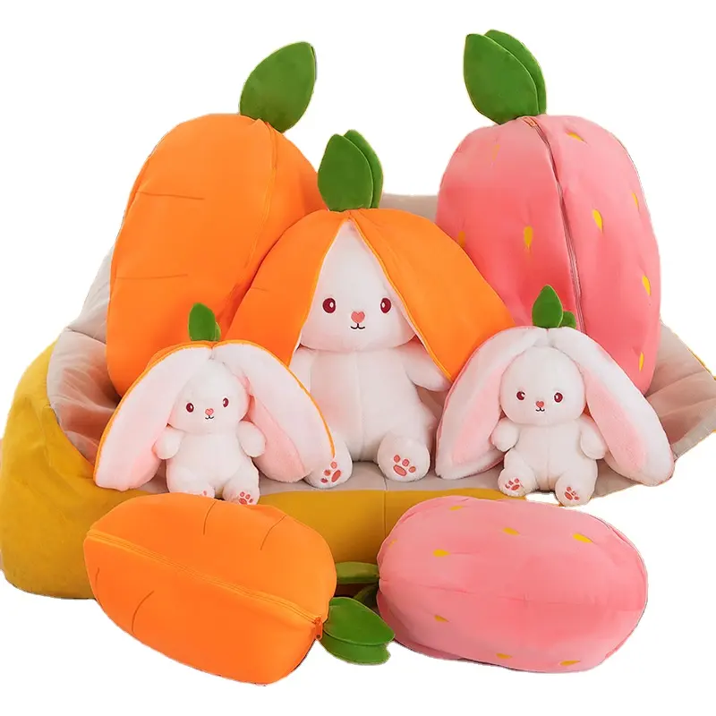 AIFEI TOY Cute Transformation Fruit Rabbit Little Fruit Rabbit Strawberry Radish Plush Toy Doll Children's Sleep Pillow