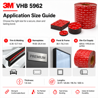 Оригинальная клейкая лента 3M 5962 VHB, 3 м, 5 м, 33 м, черная, из акриловой пены, для поверхностей с порошковым покрытием