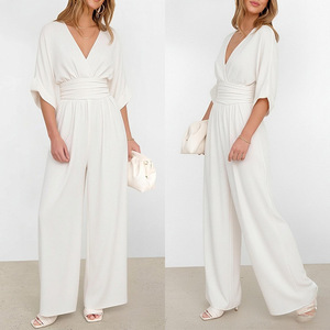 Nouvelle collection automne 2026 pour <span class=keywords><strong>femme</strong></span> : Combinaison unie à manches longues et taille haute, style resort européen et américain, pour le travail - Product Image 2