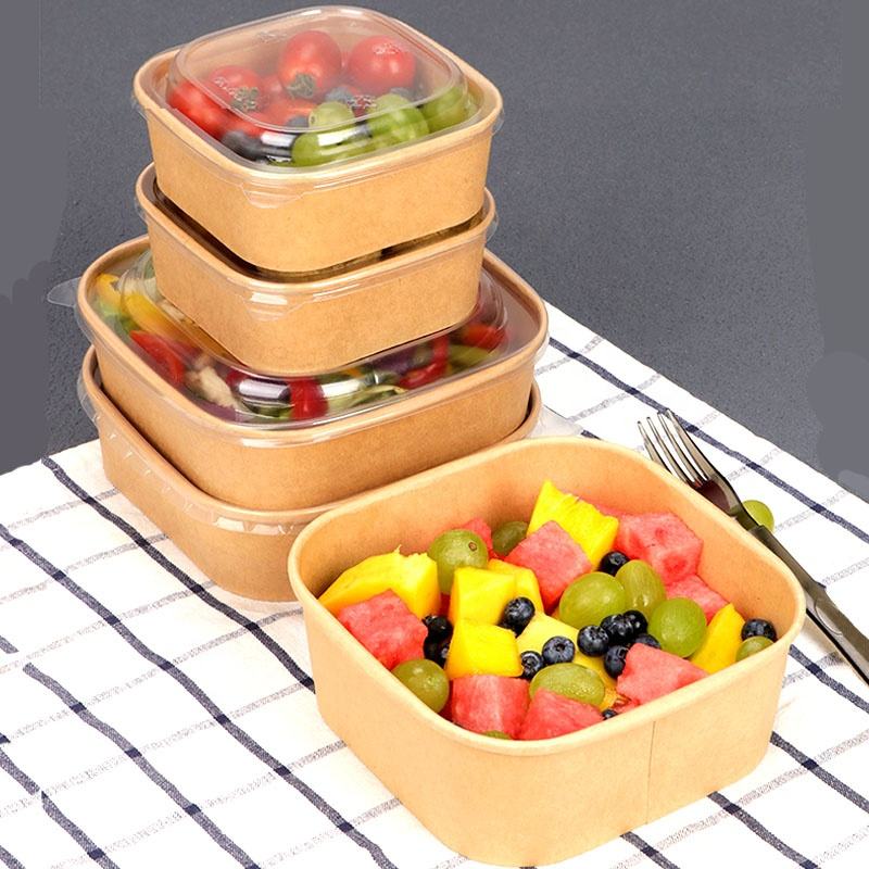 Disposable Kraft Paper Lunch Box Rice Bento Takeaway Box Fast Food ...