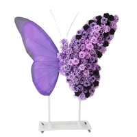 Décoration de scène événementielle personnalisée avec papillon géant artificiel, grande sculpture florale 3D pour toile de fond de mariage et fête