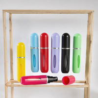 Flacon de parfum rechargeable rond de 5 ml en plastique ABS, pulvérisateur auto-amorçant couleur bonbon à remplissage direct