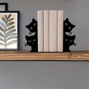 Cute Black <strong>Cat</strong> Peeking Design Bookend Creative Cartoon Desktop Book Holder Novelty Office Home Decorative <strong>Figurine</strong> - Product Image 4