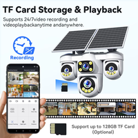 Caméra solaire NotaTrust 8MP AOV 4G à quatre écrans, 3 PTZ, CCTV solaire, batterie 12000mAh, surveillance sans fil, protection de sécurité, caméra solaire