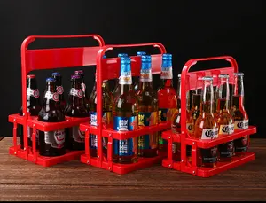 Porte-boisson en plastique portable Lot de 6 paniers à bière Panier de bouteille de bière pliable Porte-seau avec poignée