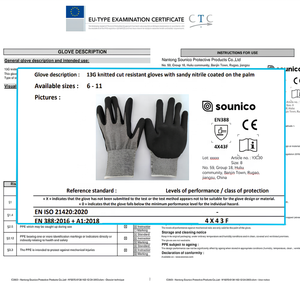 Corte Seguridad Construcción CE Industrial HPPE EN 388 Nivel 5 Guantes de trabajo de nitrilo de seguridad resistentes a cortes recubiertos de nitrilo negro - Product Image 4