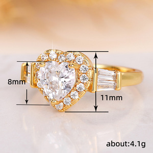 Anello di Fidanzamento con Cuore Scintillante in Zirconia per Donne, Regalo Romantico per Proposta di Matrimonio, Gioiello da Dito - Product Image 4
