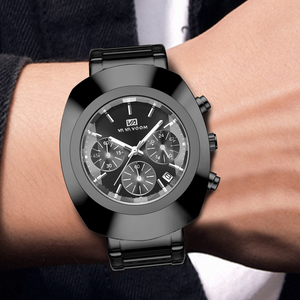 Montre à quartz pour homme, bracelet en métal doré, chronographe, cadran bleu, fenêtre de date, montre-bracelet de mode pour homme d'affaires - Product Image 2