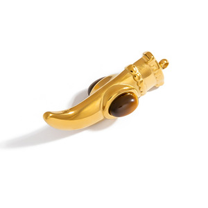 จี้สแตนเลสทรงดอกไม้ประดับหินธรรมชาติ อุปกรณ์ทำเครื่องประดับ DIY จี้แบบ Unisex ตัวเรือนแบบ Bezel Setting ผลิตที่เมืองอี้หวู่ - Product Image 4