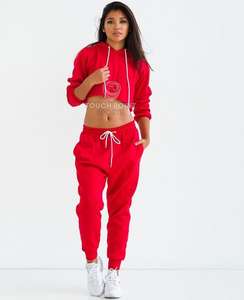 Concevoir votre propre Design personnalisé femmes coton polaire piste jogger survêtements dames Noir survêtement - Product Image 6