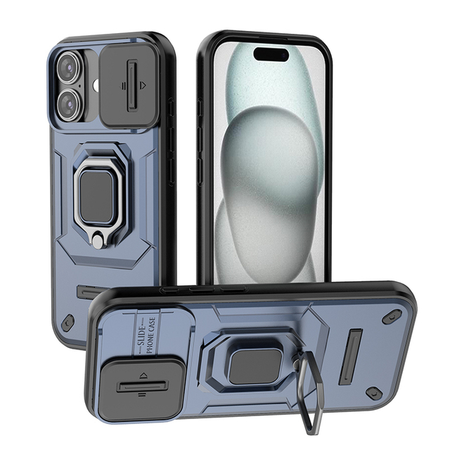 Shockproof Armor Hard Plastic Magnetic Case with Holster for 17 16 15 14 13 Pro Max PC Material Camera Privacy Features