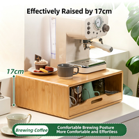Support de rangement en bambou pour machine à café, avec tiroir, pour tasses et mugs, idéal pour la maison, le bureau, le café ou le bar
