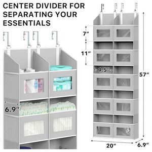 <b>Extra</b> <b>Large</b> Heavy Duty Over the Door Organizer with 10 Clear Window Pockets 80 Lbs Capacity for Pantry Closet Bathroom Gray - Product Image 2