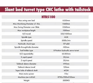 HTB5100 8 स्थिति हाइड्रोलिक सर्वो बुर्ज क्षैतिज सीएनसी प्रसंस्करण धातु भाग मशीन बिस्तर खराद