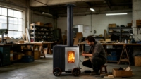 Poêle à granulés compact et portable Ruixiao TW01, en acier inoxydable de qualité supérieure, chauffage rapide, économie d'énergie, pour extérieur et terrasse