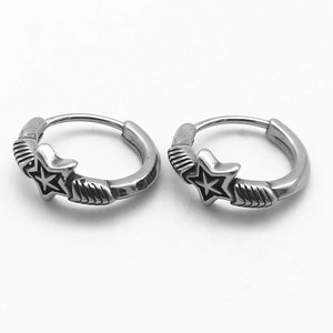 yunnique Star <b>Huggie</b> Earrings Tibetan <b>Silver</b> Titanium Steel Geometric Design For Couples Fashion Jewelry - Product Image 5