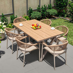 Venta al por mayor de aleación de aluminio muebles de jardín al aire libre mesa y sillas conjuntos <span class=keywords><strong>Patio</strong></span> cuerda sillas tejidas restaurante <span class=keywords><strong>sillones</strong></span> redondos - Product Image 2