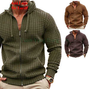 เสื้อแจ็คเก็ตฮู้ดซิปผู้ชาย ผ้าโพลีเอสเตอร์ถักลายแจ็คการ์ด 100% สีพื้น น้ำหนักเบา พิมพ์ลายดิจิทัล สำหรับฤดูใบไม้ร่วง - Product Image 3