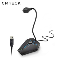 Microphone de bureau professionnel à condensateur CMTECK G006P avec col de cygne filaire et bouton de sourdine pour jeux, conférences et réunions sur ordinateur