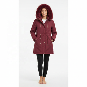Manteau <span class=keywords><strong>parka</strong></span> pour <span class=keywords><strong>femme</strong></span> en <span class=keywords><strong>polaire</strong></span> d'agneau épaisse et ample pour l'automne et l'hiver, avec capuche en fourrure amovible et taille ajustable - Product Image 4