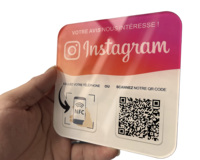 Placas NFC para Instagram, Código QR Dinámico Personalizable, Logotipo, Placa NFC de Acrílico PVC, Soporte NFC, Placa NFC para Reseñas de Google