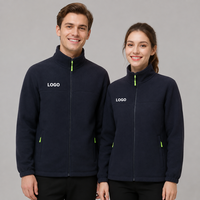 Jaket Polar Fleece 360g Full Zip Kerah Tegak Couple Matching Logo Custom Tahan Angin Musim Dingin Outdoor Kasual 8 Warna