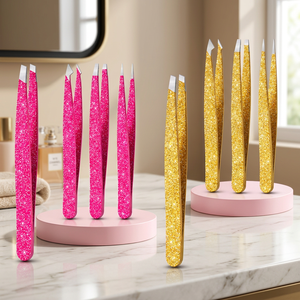 Juego de Pinzas para Cejas de Lujo en Rosa y Dorado, Punta Puntiaguda, Acero Inoxidable, Herramientas Profesionales de Precisión - Product Image 4