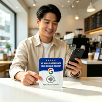 NFC Tap Google Review Acryl-Schild mit Offsetdruck 13,56 MHz NTAG215 Chip für Anpassbare Restaurant-, Salon- und Einzelhandelsgeschäftsanwendungen