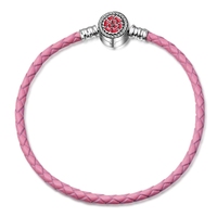 Bracelet à breloques fleur en argent sterling 925 personnalisé Ensemble de bracelets en cuir à chaîne fine et à maillons