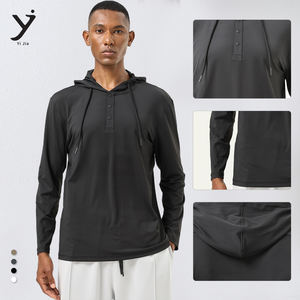 Camiseta de manga larga con capucha para hombre con alta elasticidad y ropa de fitness de secado rápido - Product Image 2