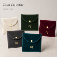 Pochette à bijoux en velours double face avec logo personnalisé - Vente en gros de petits sacs cadeaux en velours pour bagues, boucles d'oreilles, emballage de bijoux