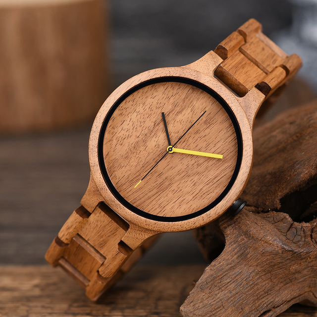Fashion Quartz Wristwatch Handmade Wood Watches for Couples