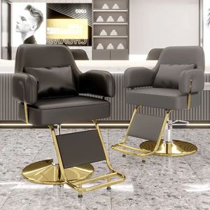 Chaise de coiffure de salon de beauté de luxe en acier inoxydable avec base dorée, cadre en métal, pour la coupe de cheveux - Product Image 3