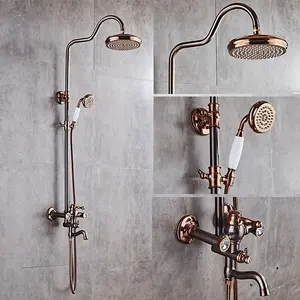 Lüks tuvalet ORB gül altın duvara monte yağmur başlığı pirinç banyo duş musluk banyo duş seti