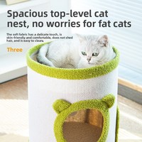Centre d'activités écologique pour chats : Poteaux d'escalade verticaux, griffoir horizontal, seau de rangement amovible en sisal, 2 cartons