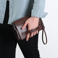 Tas Tangan Pria dengan Kunci Sandi Anti Maling, Tas Bisnis Fashion Pria, Tas Kulit PU Kasual Kapasitas Besar, Dompet Panjang