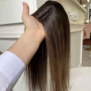 Fournisseur chaud Cheveux à pince Brun cendré pour Toupets Cheveux russes vierges Grande taille Fermeture frontale en dentelle Body Wave Toppers Sans colle - Product Image 3