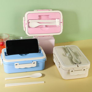 IStapromo Gifts Eco Friendly Plastic Bento Lunch Box Container BPA Free Food Safe Lunch Box with Spoon Fork - Product Image 4