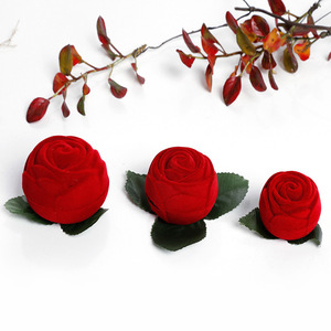 หรูหราแต่งงานหมั้นแฟชั่นกล่องของขวัญกำมะหยี่สีแดงกุหลาบเครื่องประดับบรรจุภัณฑ์กล่องแหวน - Product Image 2