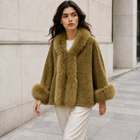 Manteau en Laine/Cachemire Respirant et Écologique pour Femme, Veste Courte Amovible en Peluche Élégante Hiver 2026