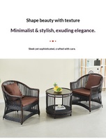 Ensemble table et chaises de balcon en rotin de style décontracté, tressé, pour l'extérieur, idéal pour patios, jardins et maisons d'hôtes – Vente directe usine