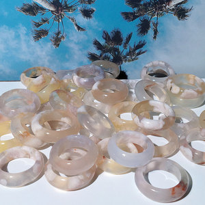 天然樱花玛瑙戒指民族饰品苔藓玛瑙戒指批发石指环女 - Product Image 5