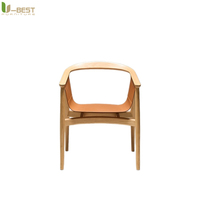 Fauteuil de salle à manger U-best de style villa italienne et nordique, en cuir pleine fleur, haut de gamme, pour projets hôteliers, vente en gros et sur mesure