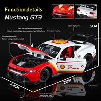 Modèle de voiture de course en alliage moulé sous pression à l'échelle 1:24, GT Racing Coupe avec lumières, sons, portes ouvrables, capot, roues directionnelles, aileron arrière