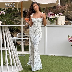 Vestido Largo de Verano para Mujer, Elegante, para Vacaciones en la Playa, Ajustado, Estilo Urbano, Vestido Floral - Product Image 1