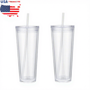 Bicchiere in Plastica Riutilizzabile Trasparente a Doppia Parete <span class=keywords><strong>da</strong></span> 24oz con Coperchio, Pre-Forato per Globo di Neve, Promozionale, per Viaggi, Disponibile nel Magazzino USA - Product Image 2