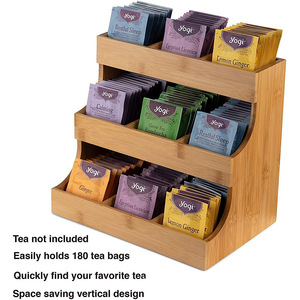 Bamboo Tea Bag Storage <b>Box</b> Three Tier Multi Compartment Stackable For <b>Milk</b> Tea Shops - Product Image 5
