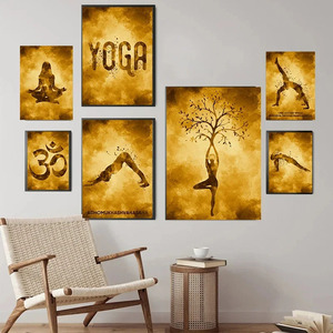 Vintage Yoga Pose série méditation Om symbole musculation Art affiche toile <span class=keywords><strong>peinture</strong></span> mur imprime photo Yoga chambre décor à la maison - Product Image 1