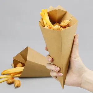 Бумажная упаковка, настраиваемый держатель для чипсов с пазами для соуса, одноразовая коробка для чипсов, коробка для картофеля фри на заказ