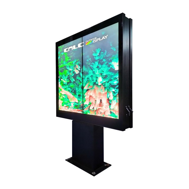 65 INCH 1*2 Drive-Thru Digital Menu Board Sunshine Readable LCD Panel Advertising Kiosk Touch Screen with Display Rack